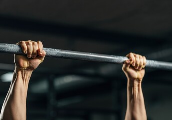 Hands gripping a pull-up bar, showcasing strength and determination