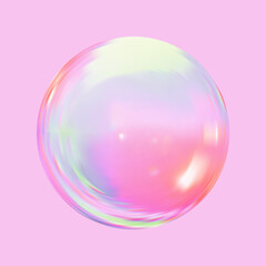 A gleaming realistic glass sphere. An abstract three-dimensional luminous orb with reflections. A geometric abstract form.