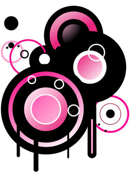 Design abstrait futuriste avec cercles et d&eacute;grad&eacute;s roses - Style Frutiger Aero et Metro