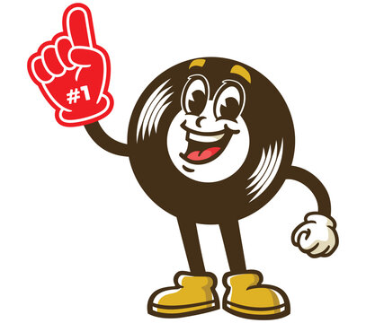 recommend clip art: Cartoon character Vinyl record with foam finger