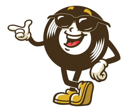 recommend clip art: Cartoon character Vinyl record  wearing sunglasses