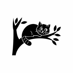 creative details Cat Resting on a Tree Branch Icon vector illustration