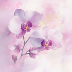 Elegant orchid flowers displaying beauty against a soft pink background  