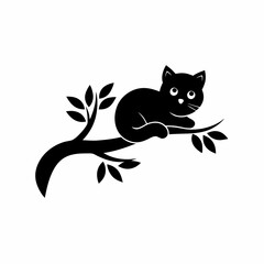 creative details Cat Resting on a Tree Branch Icon vector illustration