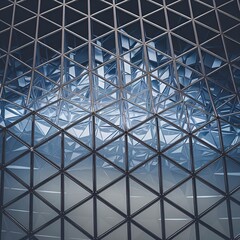 Fototapeta premium Reflective Triangular Grid in Abstract Composition.