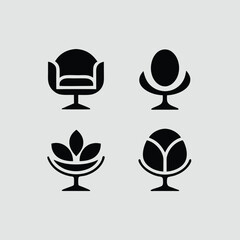 Chair  table, bench and Seating icons set Vector illustration