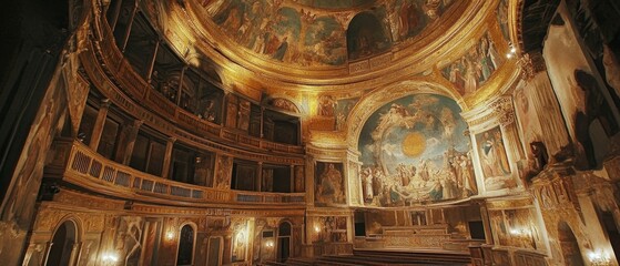 Obraz premium Ornate interior dome painted with frescoes detail