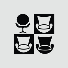Chair  table, bench and Seating icons set Vector illustration