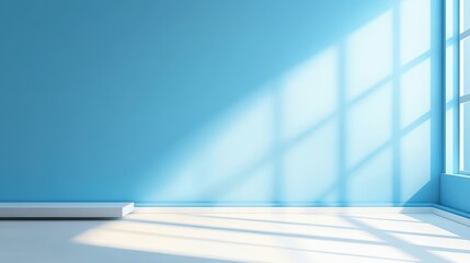 Obraz premium Sunlit Blue Room Minimalist Interior Design.