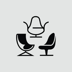 Chair  table, bench and Seating icons set Vector illustration