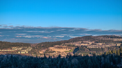 Issaquah WA USA - February 10th 2025: Sunset at Issaquah Highland community