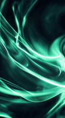 Fototapeta premium Abstract teal smoke waves on a dark background 
