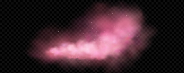 Rose-tinted powder disperses into a swirling cloud of glimmering shimmer, a sparkling, glittering design. Ethereal movement, with radiant streaks against the inky black backdrop.