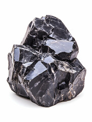 Black mineral specimen on white background
