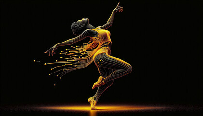 "Dancing in Style: AI Art of a Black Woman in a Yellow Outfit"