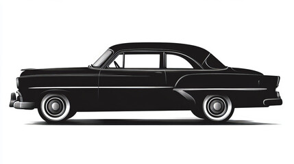 Fototapeta premium Retro vintage old style car vehicle automobile black silhouette transport antique garage classic auto vector illustration