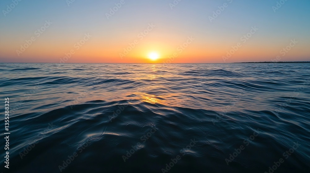 Poster stunning sunset over calm ocean water with gentle waves and colorful sky reflection : generative ai