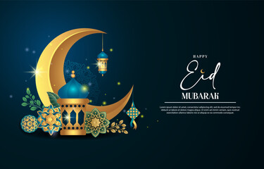 Obraz premium Eid mubarak islamic greeting card , poster, banner design, abstract vector illustration design