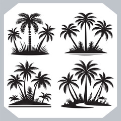 Black Palm Tree Silhouettes Coconut Tree Vector Graphics for Digital and Print Design