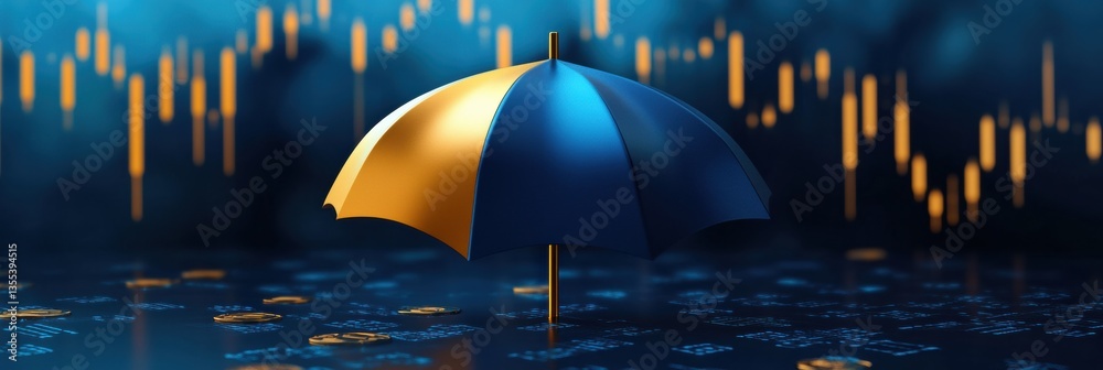 Aufkleber dynamic stock market visualization blending growth charts and political symbols with blue and gold a