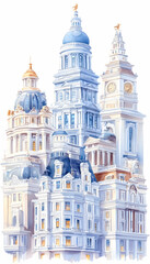 Fototapeta premium City Skyline Watercolor Artwork