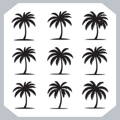 Fototapeta premium Professional Palm Trees Silhouette and Coconut Tree Vector Logos Black Simple Designs