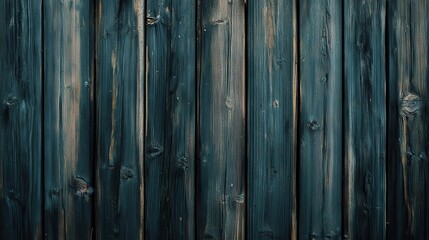 Fototapeta premium Dark Teal Wood Plank Texture Background with Rustic Fence.