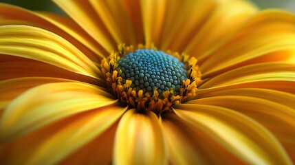 Macro shot of a yellow daisy with a vibrant center capturing the intricate details of its petals perfect for nature and floral stock images