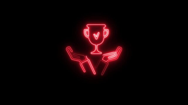 Glowing neon Success icon isolated on black background. HD Video motion graphic animation