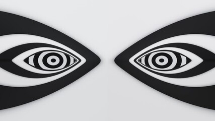 Black and white hypnotic eyes optical illusion loop animation - Powered by Adobe