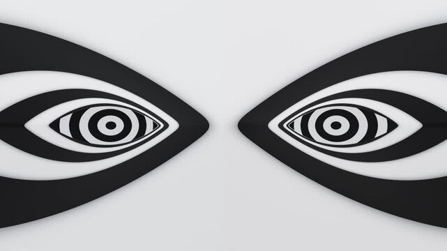 Black and white hypnotic eyes optical illusion loop animation