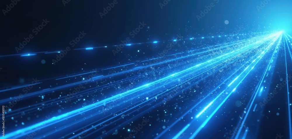 Aufkleber dynamic abstract blue background glowing lines, sparkling particles. futuristic tech design, modern 