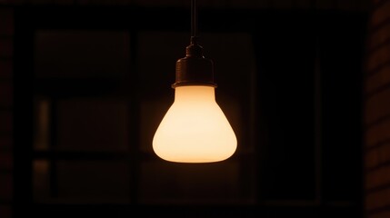 Obraz premium Single incandescent light bulb in dark room