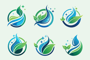 Cleaning Company Logo Set Vector Icons Collection