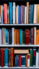 Fototapeta premium Colorful books on shelves, knowledge, library, education, background study
