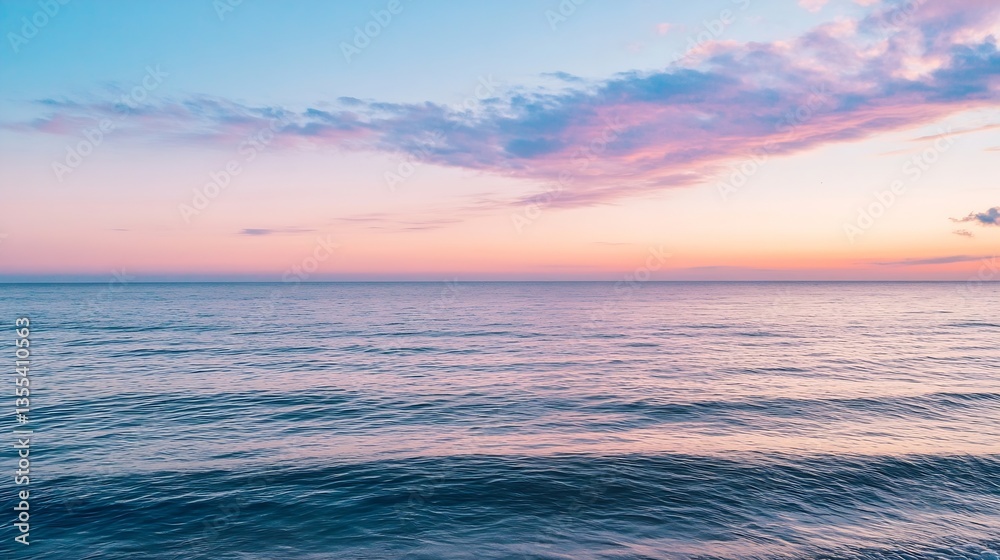 Poster tranquil ocean view at sunset with pastel colors reflected on the water surface : generative ai
