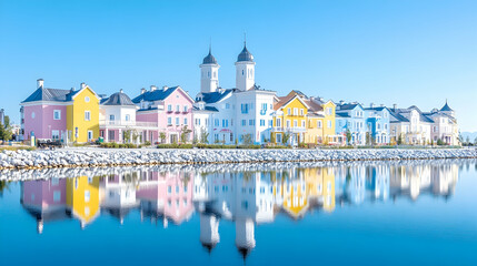 Colorful Homes Reflecting on Calm Water