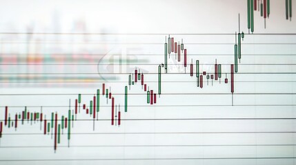 Retro-styled candlestick chart with grid lines and muted colors on white