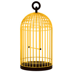 3d render birdcage gold with transparent background