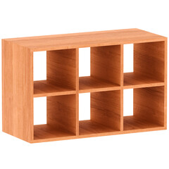 3d render wooden shelf with transparent background