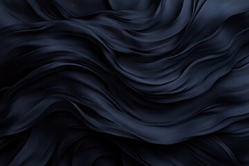 Fototapeta premium Dark, flowing fabric drapes in rich navy blue. Fluid, elegant waves create a luxurious texture