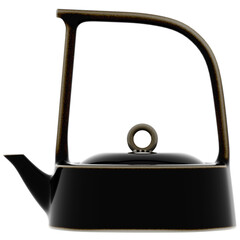 3d render black teapot with transparent background