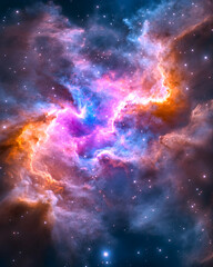 Cosmic Nebula Vivid Colors in Space