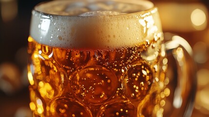 Close up of retro 80s style beer mug. Retro vibes