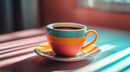 Obraz premium Close up of retro 80s style fashion coffee cup