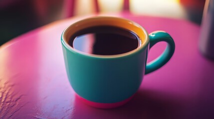 Retro 80s style coffee cup close up view