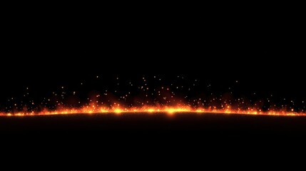 Fiery Horizon Embers Glow Against Black Backdrop.