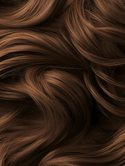 Naklejka premium Close-up of silky, flowing brown hair creating a pattern. A luxurious texture and rich color showcased in a beautiful arrangement.