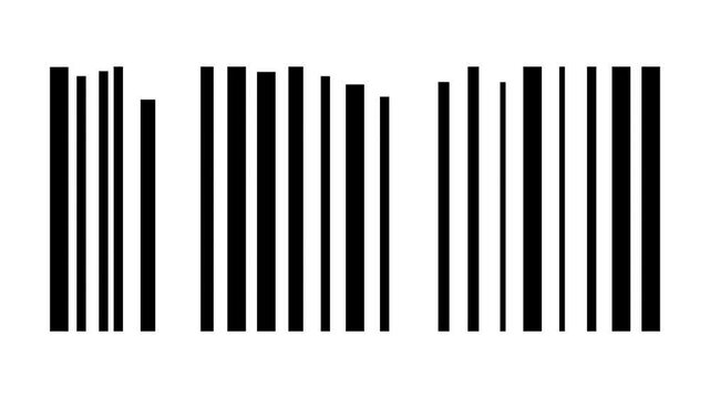 Minimal barcode animation on white background