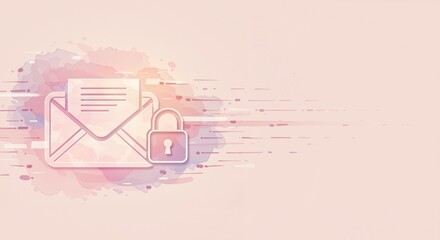 Email icon secured with a padlock against a soft pastel background conveying trust and safety in digital communication